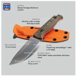Benchmade Saddle Mountain Skinner CPMS90V Steel Hunting Richlite Fixed Blade Knife, G10 Sheath - 150 15 Benchmade Saddle Mountain Skinner CPMS90V Steel Hunting Richlite Fixed Blade Knife, G10 Sheath - 150 -KNIFE SUPPLIES Sales B15002 1 7