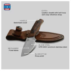 Benchmade Hidden Canyon CPMS30V Steel Hunting Fixed Blade Knife, Leather Sheath - 15017 -KNIFE SUPPLIES Sales B15017 5