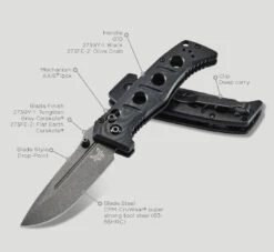 Benchmade Mini ADAMAS Grey CPM-CruWear® Steel Black Handle Folder Knife - 273GY-1 -KNIFE SUPPLIES Sales B273GY 1 5