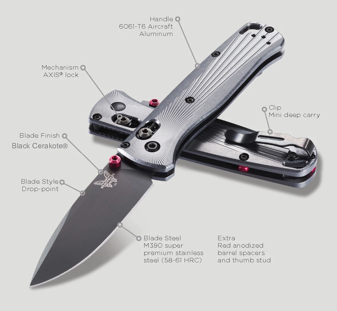 Benchmade Bugout Black M390 Steel Aluminium Handle Folder Knife - B535-4 8 Benchmade Bugout Black M390 Steel Aluminium Handle Folder Knife - B535-4 - Image 6