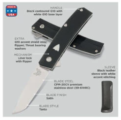 Benchmade Oeser Tengu Flipper CPM-20CV Steel Gentleman's Folder Knife - 601 -KNIFE SUPPLIES Sales B601 5