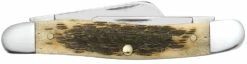 Case Amber Bone Peach Seed Jig (CV) Medium Stockman Folder Knife #00039