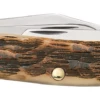 Case Amber Bone Peach Seed Jig (SS) Stockman Folder Knife #00128 -KNIFE SUPPLIES Sales CA00128