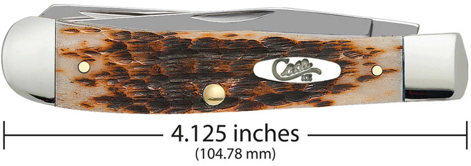 Case Amber Bone Peach Seed Jig (SS) Large Trapper Folder Knife #00164 6 Case Amber Bone Peach Seed Jig (SS) Large Trapper Folder Knife #00164 - Image 4