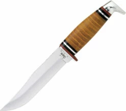 Case Stacked Leather 5" Combination Skinner Hunter Fixed Blade Knife With Sheath #385