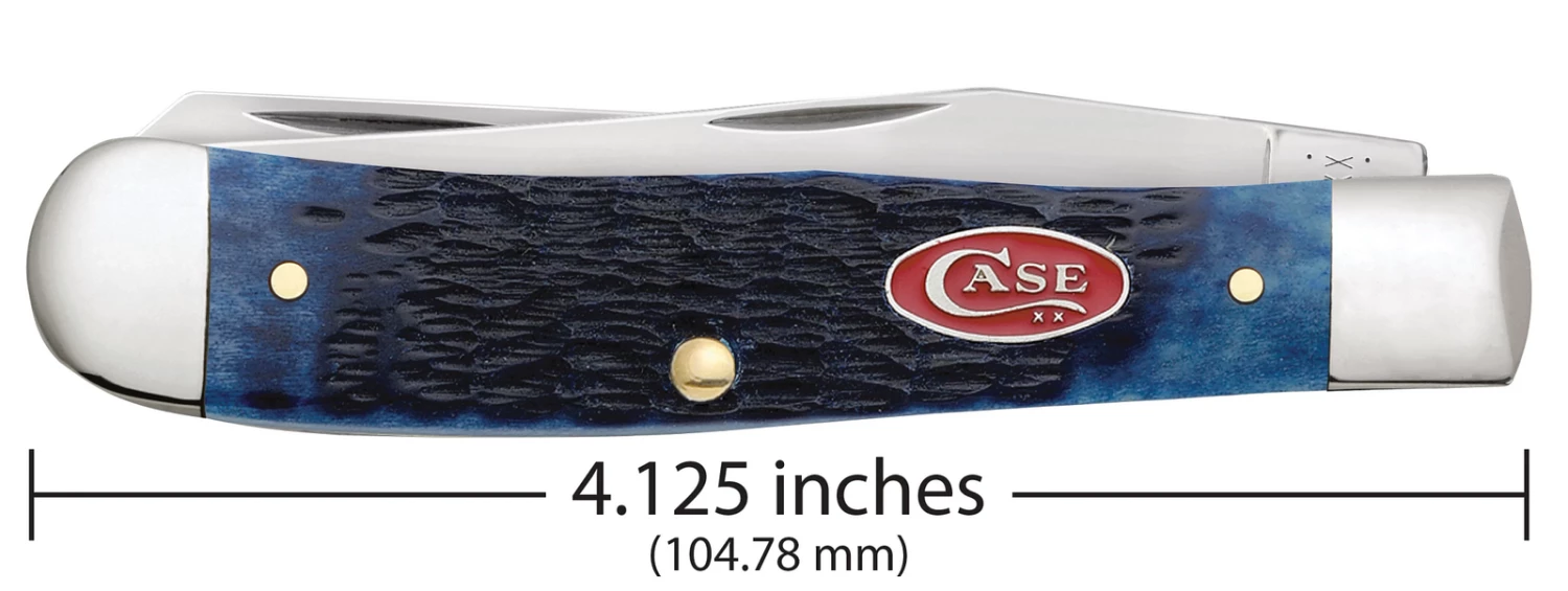 Case Rogers Jig Navy Blue Bone (SS) Large Trapper Folder Knife #07051 6 Case Rogers Jig Navy Blue Bone (SS) Large Trapper Folder Knife #07051 - Image 4