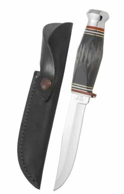 Case Buffalo Horn 5" Combination Skinner Hunter Fixed Blade Knife With Sheath #17912