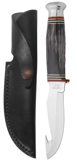 Case Buffalo Horn 4" Guthook Hunter Skinner Hunter Fixed Blade Knife With Sheath #17914