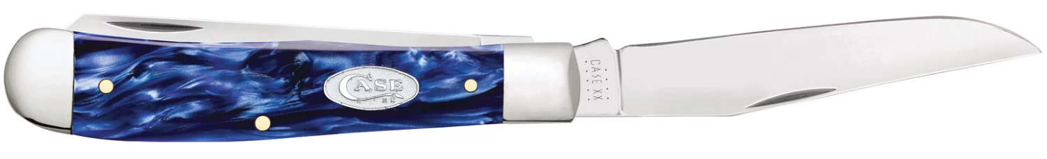 Case Sparxx Smooth Blue Pearl Kirinite® (SS) Large Trapper Folder Knife #23431 4 Case Sparxx Smooth Blue Pearl Kirinite® (SS) Large Trapper Folder Knife #23431 - Image 2