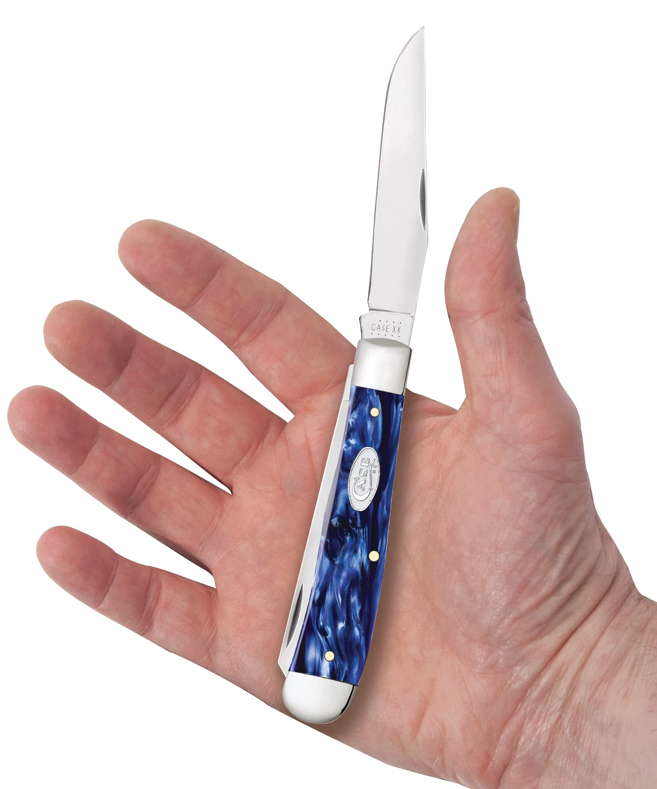 Case Sparxx Smooth Blue Pearl Kirinite® (SS) Large Trapper Folder Knife #23431 5 Case Sparxx Smooth Blue Pearl Kirinite® (SS) Large Trapper Folder Knife #23431 - Image 3