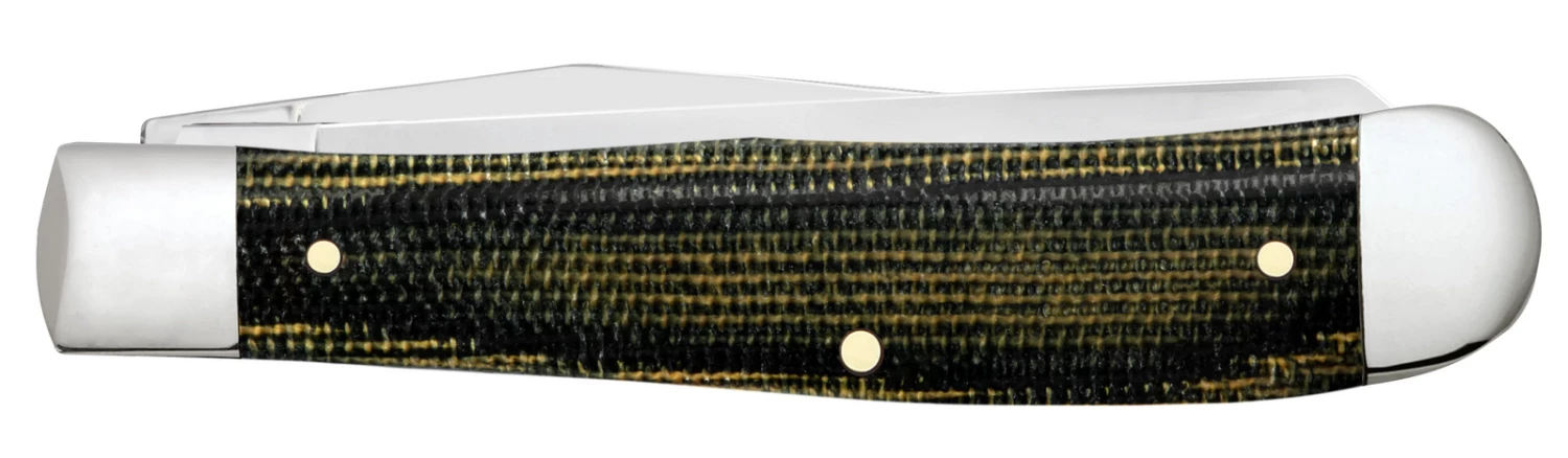 Case Smooth Green And Black Natural Canvas Micarta (SS) Large Trapper Folder Knife #23470 4 Case Smooth Green And Black Natural Canvas Micarta (SS) Large Trapper Folder Knife #23470 - Image 2