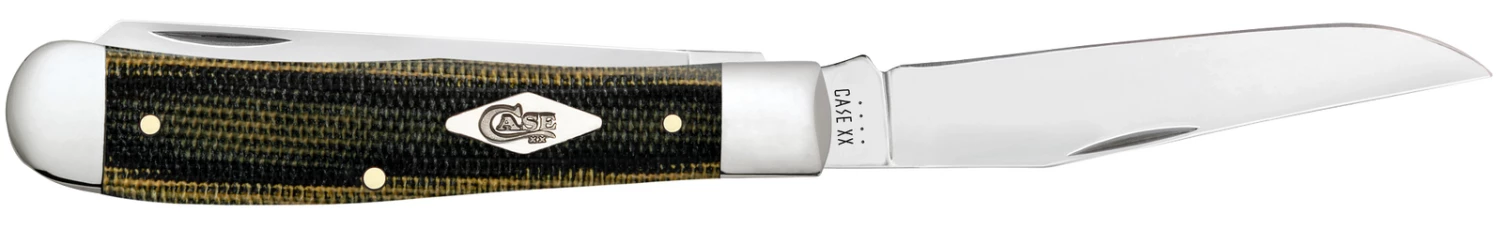 Case Smooth Green And Black Natural Canvas Micarta (SS) Large Trapper Folder Knife #23470 5 Case Smooth Green And Black Natural Canvas Micarta (SS) Large Trapper Folder Knife #23470 - Image 3