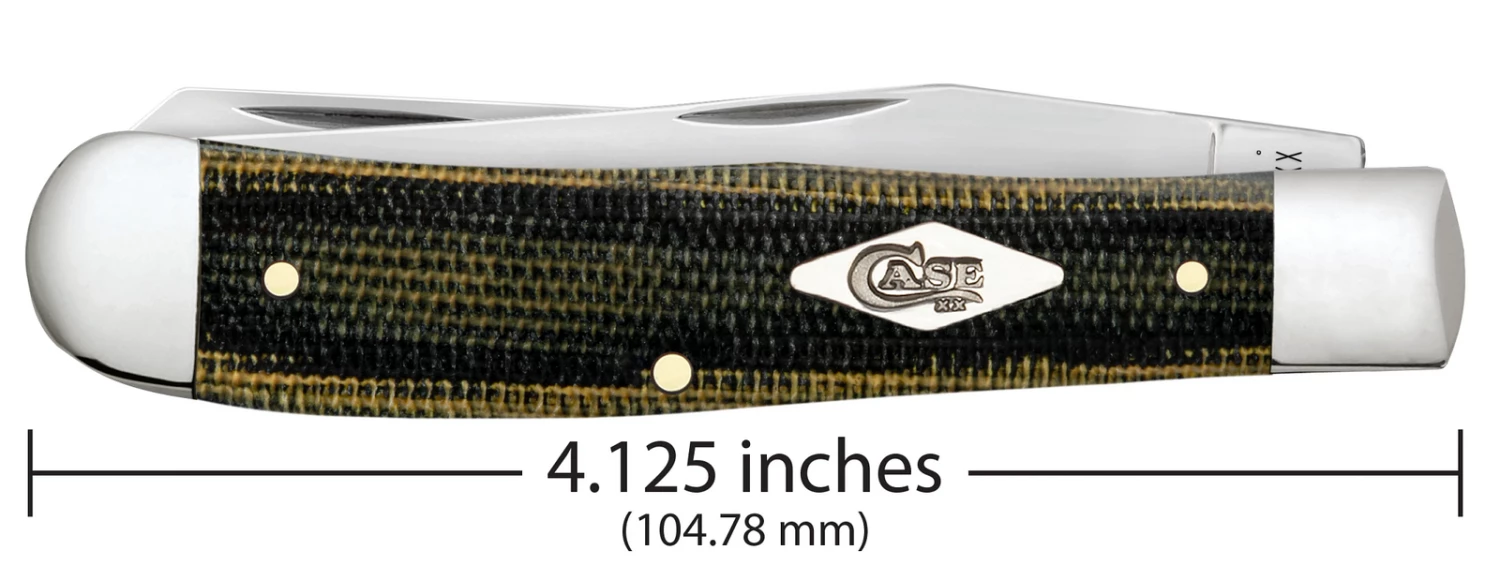 Case Smooth Green And Black Natural Canvas Micarta (SS) Large Trapper Folder Knife #23470 3 Case Smooth Green And Black Natural Canvas Micarta (SS) Large Trapper Folder Knife #23470