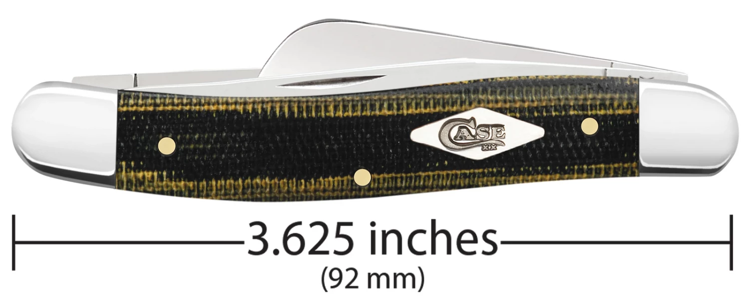 Case Smooth Green And Black Natural Canvas Micarta (SS) Medium Stockman Folder Knife #23471 3 Case Smooth Green And Black Natural Canvas Micarta (SS) Medium Stockman Folder Knife #23471