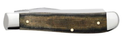 Case Smooth Green And Black Natural Canvas Micarta (SS) Mini Trapper Folder Knife #23472 -KNIFE SUPPLIES Sales CA23472 1