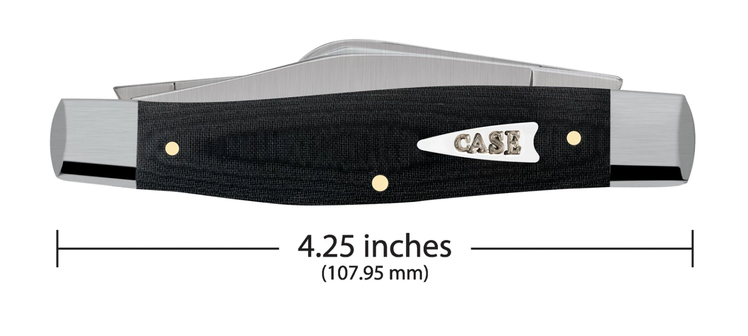 Case Smooth Black Micarta (SS) Large Stockman Folder Knife #27732 3 Case Smooth Black Micarta (SS) Large Stockman Folder Knife #27732