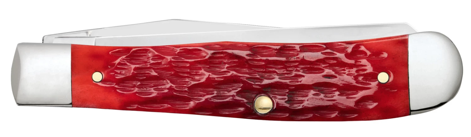 Case Peach Seed Jig Dark Red Bone (CS) Large Trapper Folder Knife #31950 4 Case Peach Seed Jig Dark Red Bone (CS) Large Trapper Folder Knife #31950 - Image 2