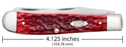 Case Peach Seed Jig Dark Red Bone (CS) Large Trapper Folder Knife #31950