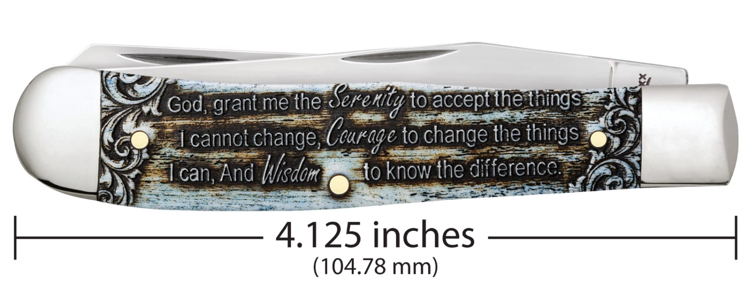 Case Gift Boxed Serenity Prayer Natural Bone (SS) Trapper Folder Knife #38822 7 Case Gift Boxed Serenity Prayer Natural Bone (SS) Trapper Folder Knife #38822 - Image 5