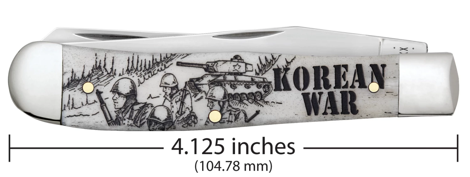 Case War Series Korean War Embellished Smooth Natural Bone (SS) Large Trapper Folder Knife #50951 6 Case War Series Korean War Embellished Smooth Natural Bone (SS) Large Trapper Folder Knife #50951 - Image 4