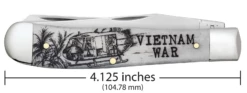 Case War Series Vietnam War Embellished Smooth Natural Bone (SS) Large Trapper Folder Knife #50952 -KNIFE SUPPLIES Sales CA50952 3