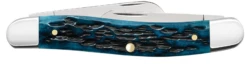 Case Pocket Worn Peach Seed Jig Mediterranean Blue Bone (SS) Medium Stockman Folder Knife #51851