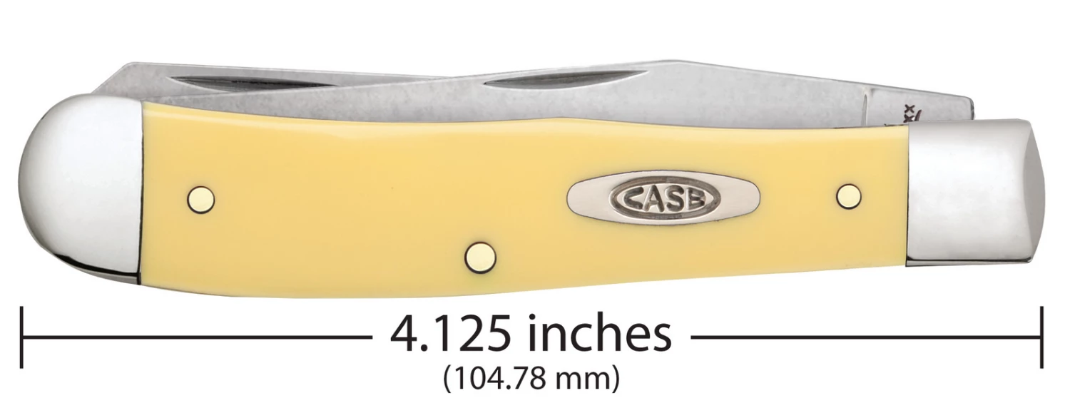 Case Yellow Synthetic (SS) Large Trapper Folder Knife W/ Pocket Clip #81091 3 Case Yellow Synthetic (SS) Large Trapper Folder Knife W/ Pocket Clip #81091