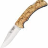 Cudeman Curly Birch Bohler N-695 Steel Hunting Folding Blade Knife - 326-D