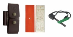 Cudeman Adaptor Accessory, Firesteel, Signalling Mirror, Sharpening Stone, Brown Leather - 644-C