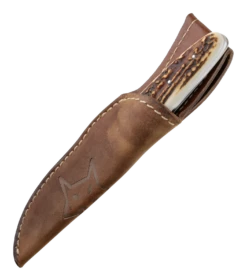 FOX Vintage LIMITED EDITION Staghorn Handle Fixed Blade Hunting Knife, Leather Sheath - Model 638 CE