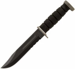 Kabar D2 Extreme Full Size Black Fixed Blade Knife 1283, Leather Sheath