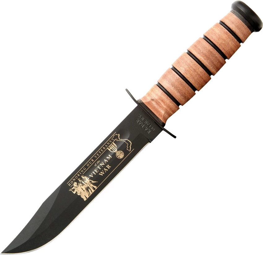 Kabar Leather Handle Vietnam Fixed Blade Knife 9139, Leather Sheath 3 Kabar Leather Handle Vietnam Fixed Blade Knife 9139, Leather Sheath
