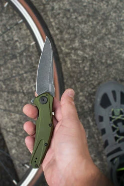 Kershaw Bareknuckle Olive Aluminium, Blackwash Sandvik 14C28N Folder Knife 7777OLBW -KNIFE SUPPLIES Sales KS7777OLBW 3