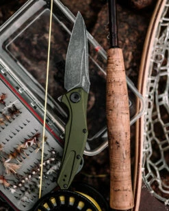 Kershaw Bareknuckle Olive Aluminium, Blackwash Sandvik 14C28N Folder Knife 7777OLBW -KNIFE SUPPLIES Sales KS7777OLBW 4