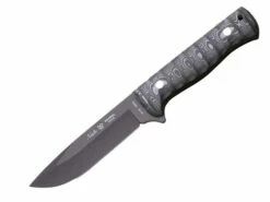 Nieto Patrol Black Micarta Survival Fixed Blade Knife, Leather Sheath - 1033