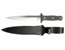 Nieto Pig Sticker Black Micarta Hunting Fixed Blade Knife, Leather Sheath - N1N