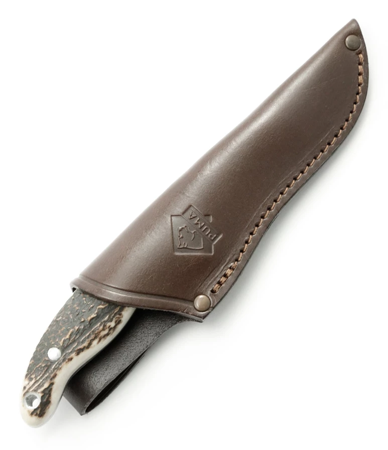 Puma Hunter's Companion Stag Handle Hunting Fixed Blade Knife, Leather Sheath - 116394 4 Puma Hunter's Companion Stag Handle Hunting Fixed Blade Knife, Leather Sheath - 116394 - Image 2