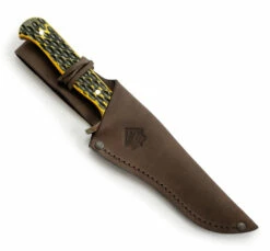Puma SGB Trail Guide Brown Jigged Bone Fixed Blade Knife, Leather Sheath - 6116382B