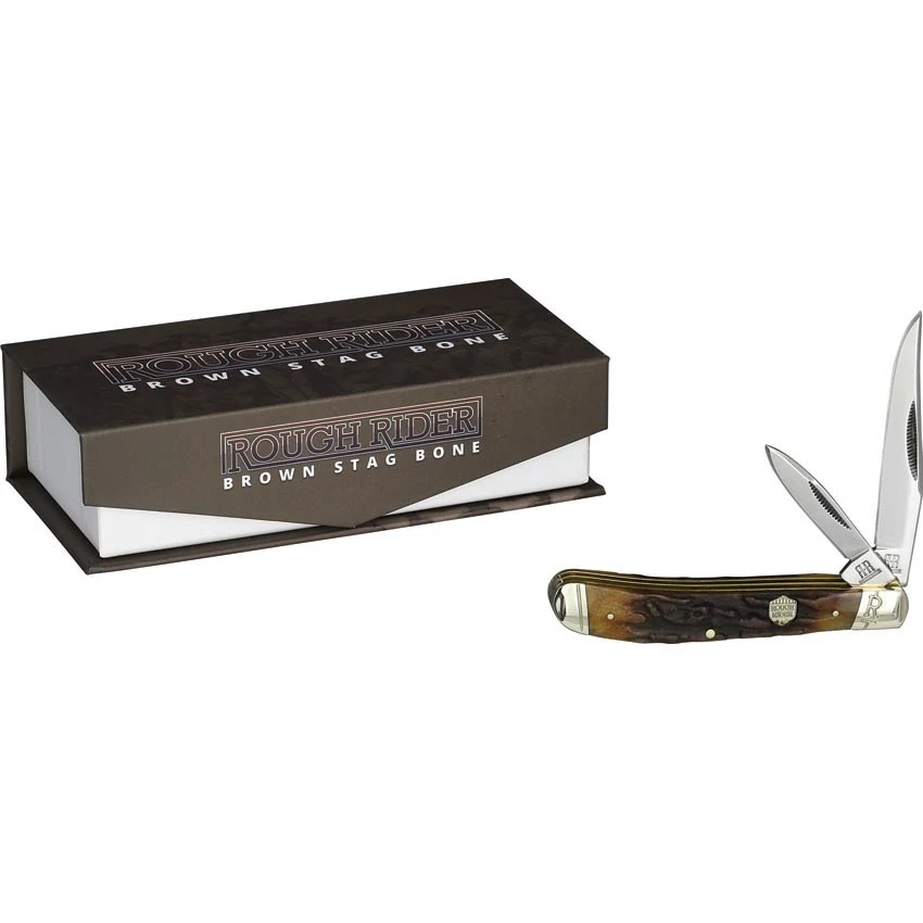 Rough Ryder Trapper Brown Stag Bone Folding Knife RR1848 3 Rough Ryder Trapper Brown Stag Bone Folding Knife RR1848