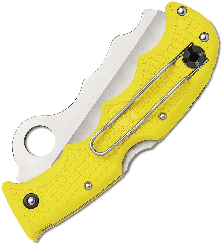 Spyderco Assist Salt Lightweight Yellow FRN, Satin Serrated Edge Rescue Folder Knife - C79PSYL 3 Spyderco Assist Salt Lightweight Yellow FRN, Satin Serrated Edge Rescue Folder Knife - C79PSYL
