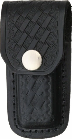 Black Leather Embossed Basketweave Belt Sheath To Suit 3 - 3.5 Inch Knife