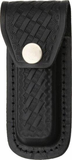 Black Leather Embossed Basketweave Belt Sheath To Suit 3.5 - 4 Inch Knife