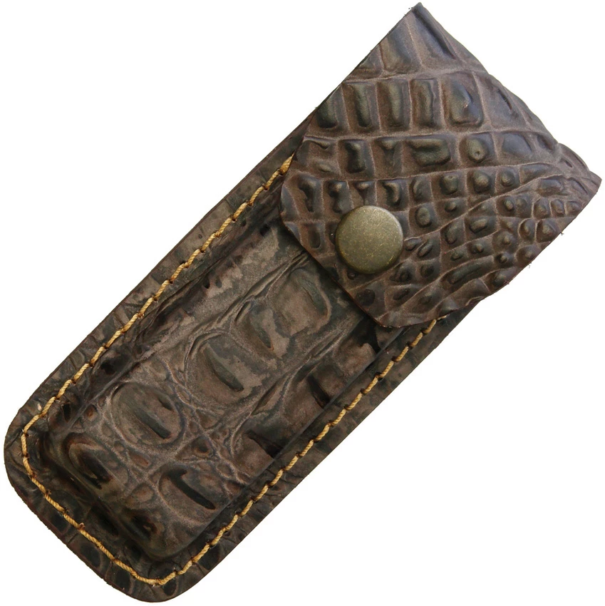 Crocodile Pattern Brown Leather Belt Sheath To Suit 4.5 - 5.25 Inch Knife 3 Crocodile Pattern Brown Leather Belt Sheath To Suit 4.5 - 5.25 Inch Knife