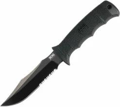 SOG Seal Pup Elite Black TiNi Partially Serrated Fixed Blade Knife E37T